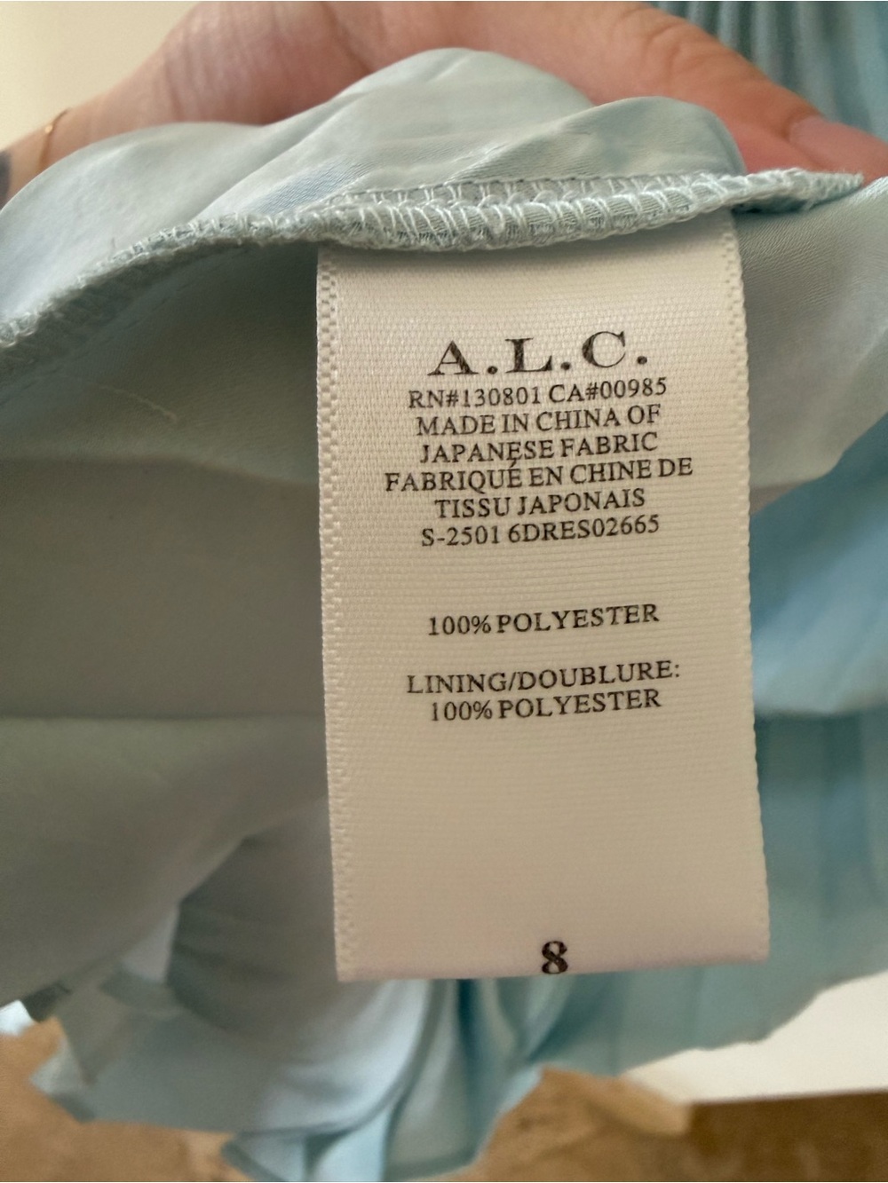 A.L.C. Cascade Pleated Dress Light Blue - Picture 4 of 4